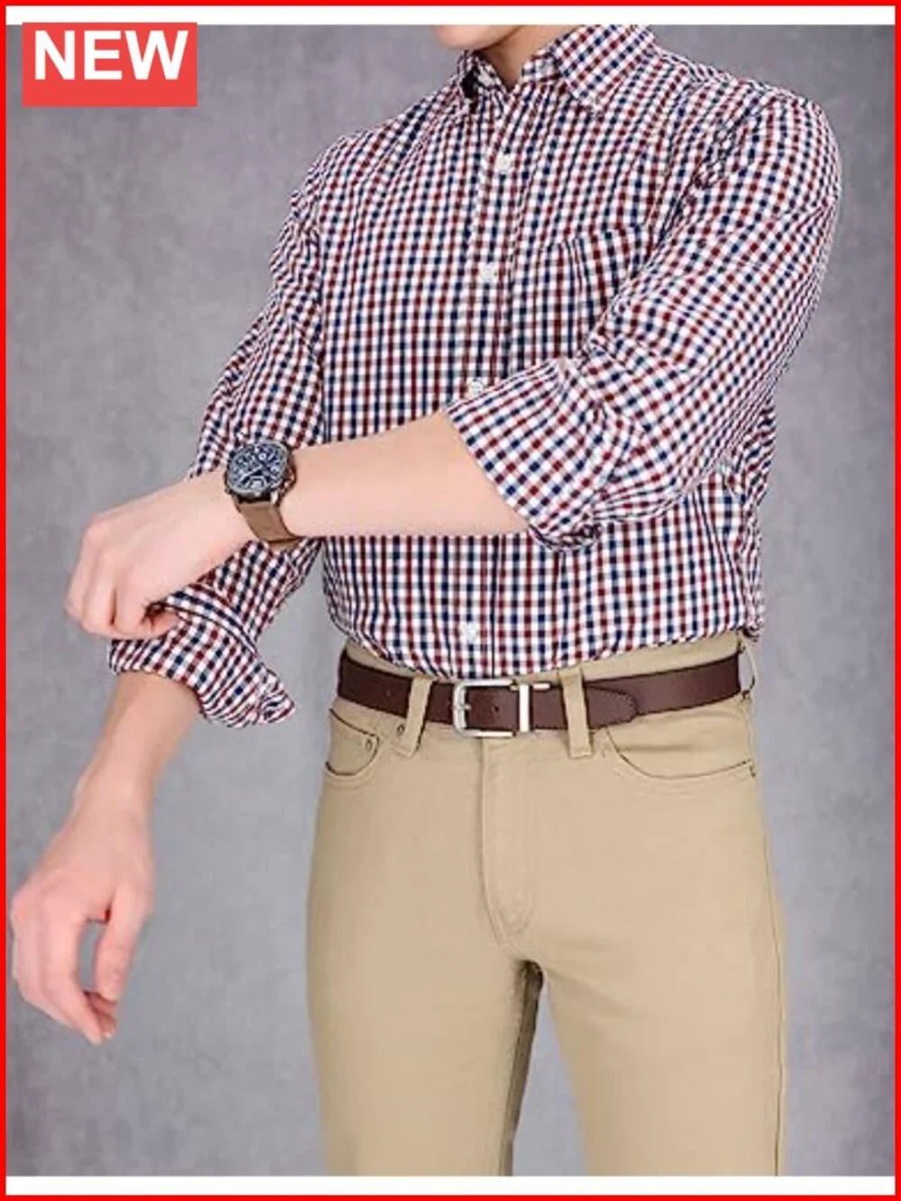 Reversible Leather Belt with Silver Buckle - Feathered Edge, Casual